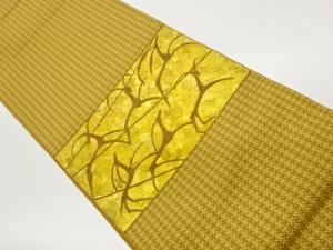 本場筑前博多紙布横段に抽象鹿模様織出し名古屋帯